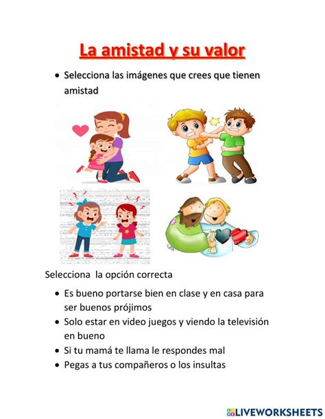 actividades de la amistad|Actividades para trabajar el valor de la amistad